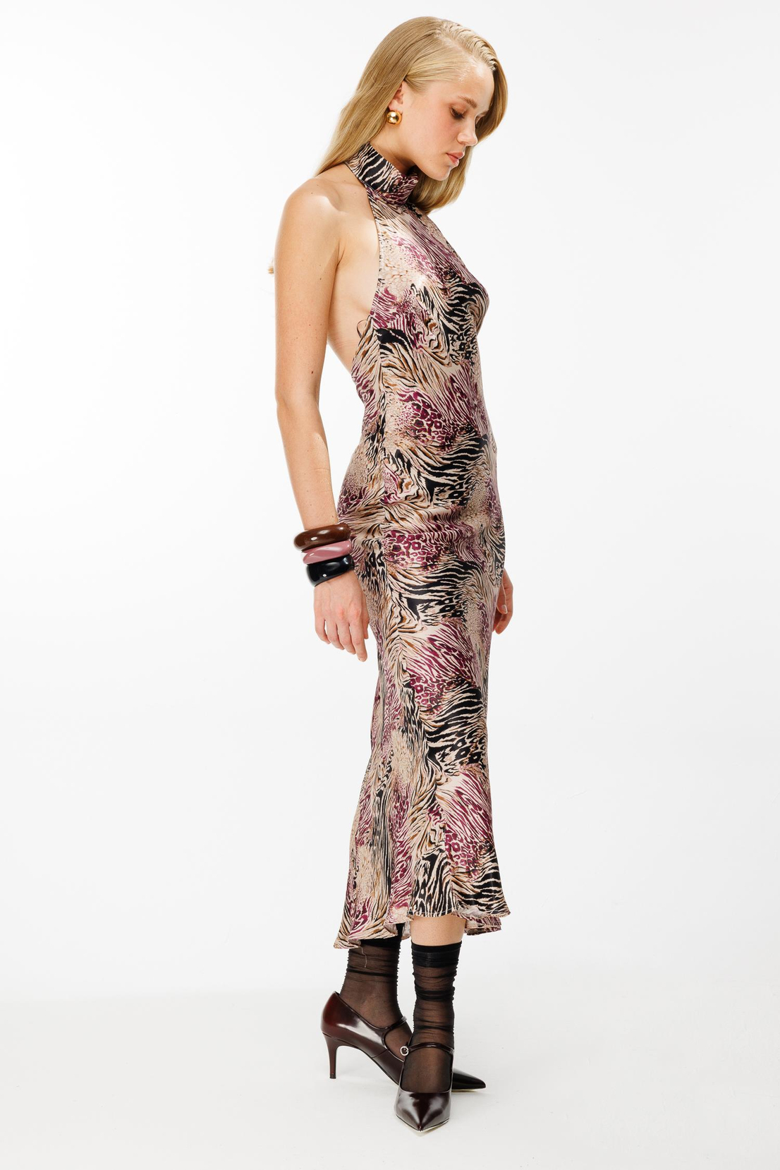 Halter Kol Verev Elbise MOR