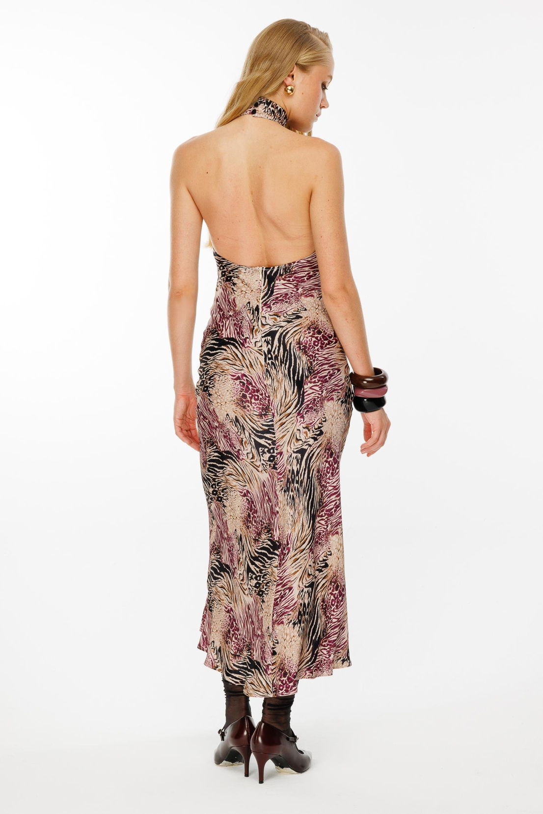 Halter Kol Verev Elbise MOR