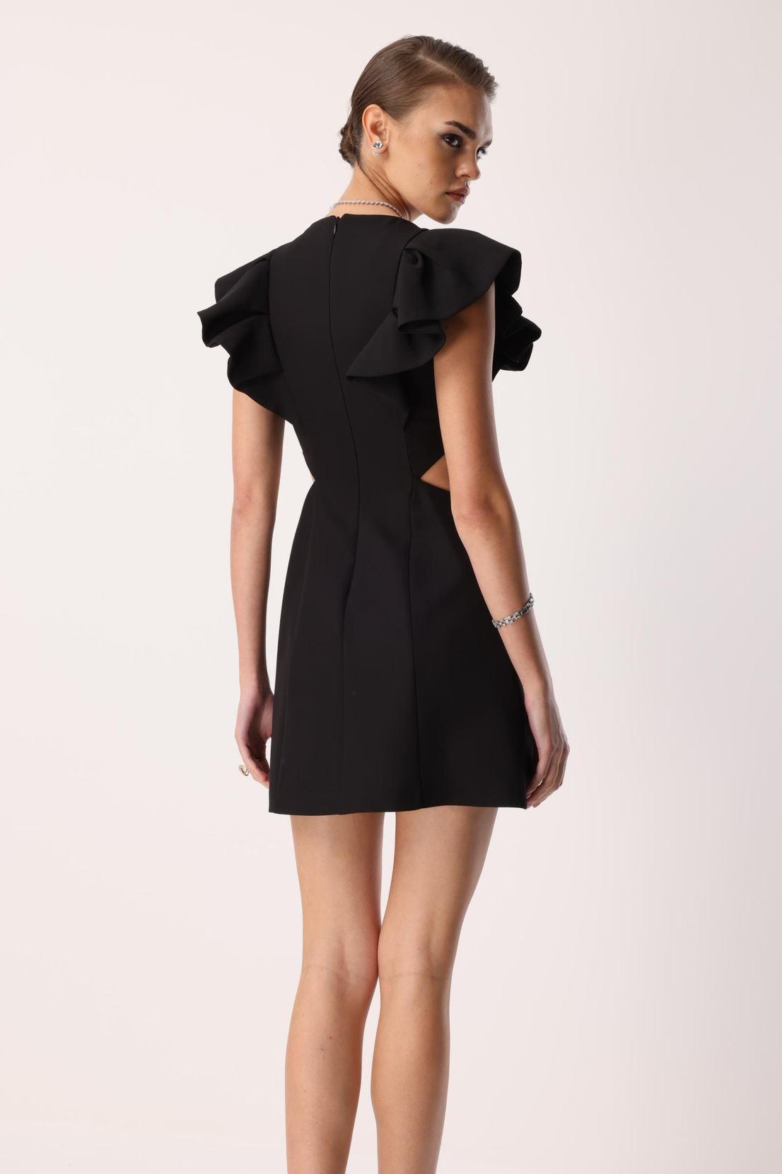 İki Yanı Açık Elbise SİYAH