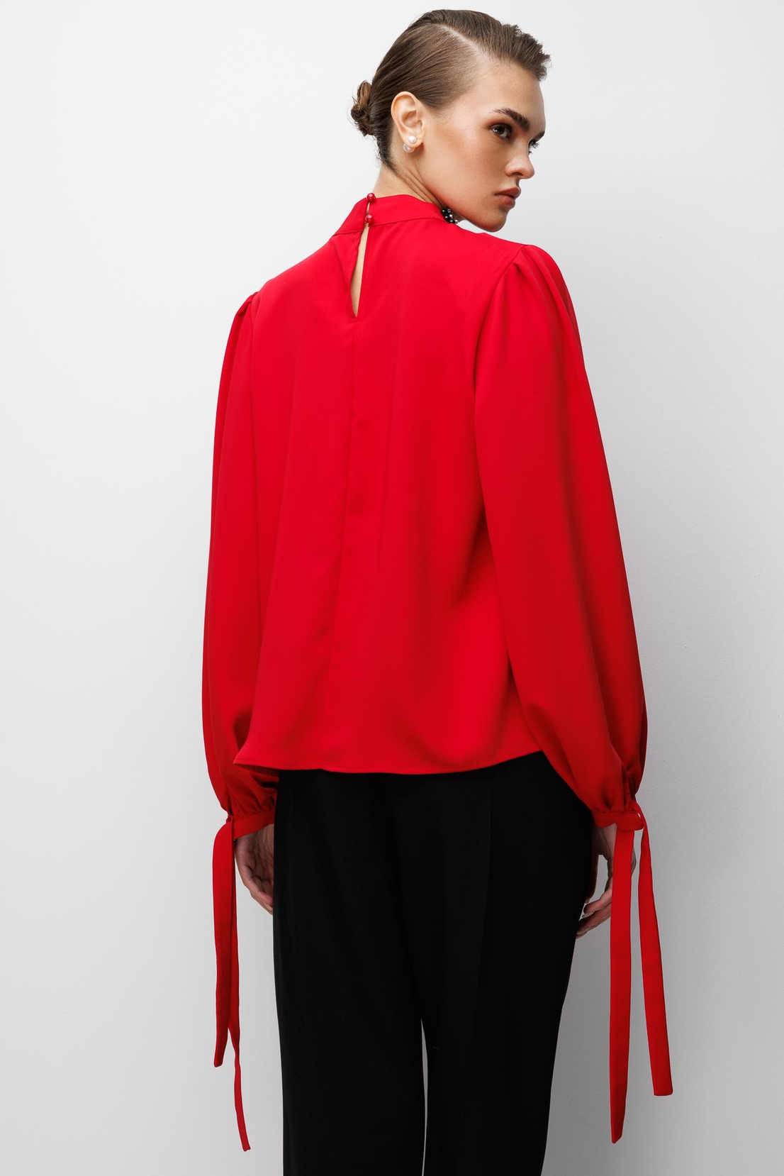 İnci İşlemeli Bluz KIRMIZI