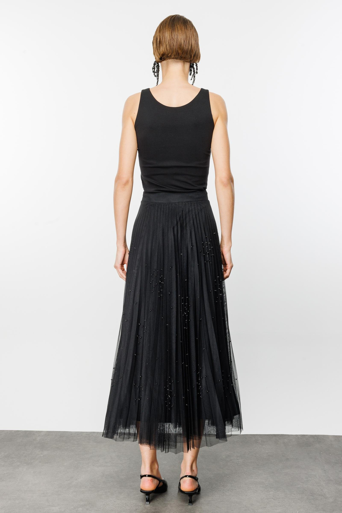 İnci Taşlı Etek SİYAH-SİYAH