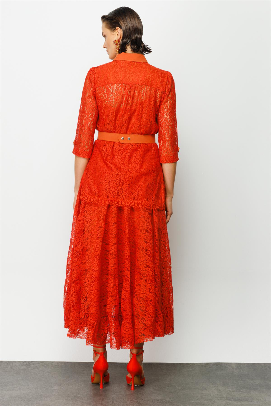 İncili Oranj Dantel Takım