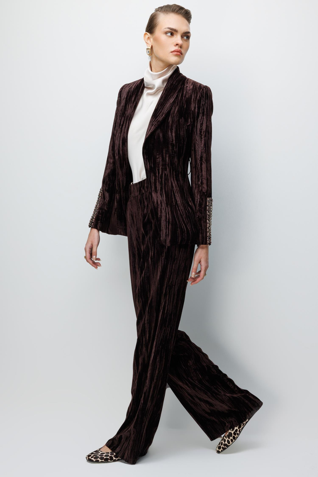 Kadife Palazzo Pantolon KAHVE