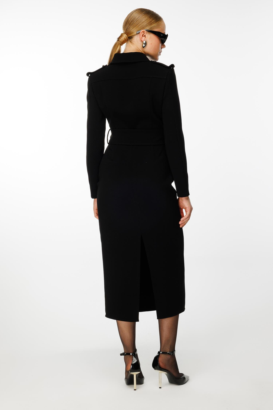 Kapak Kemer Detaylı Elbise SİYAH