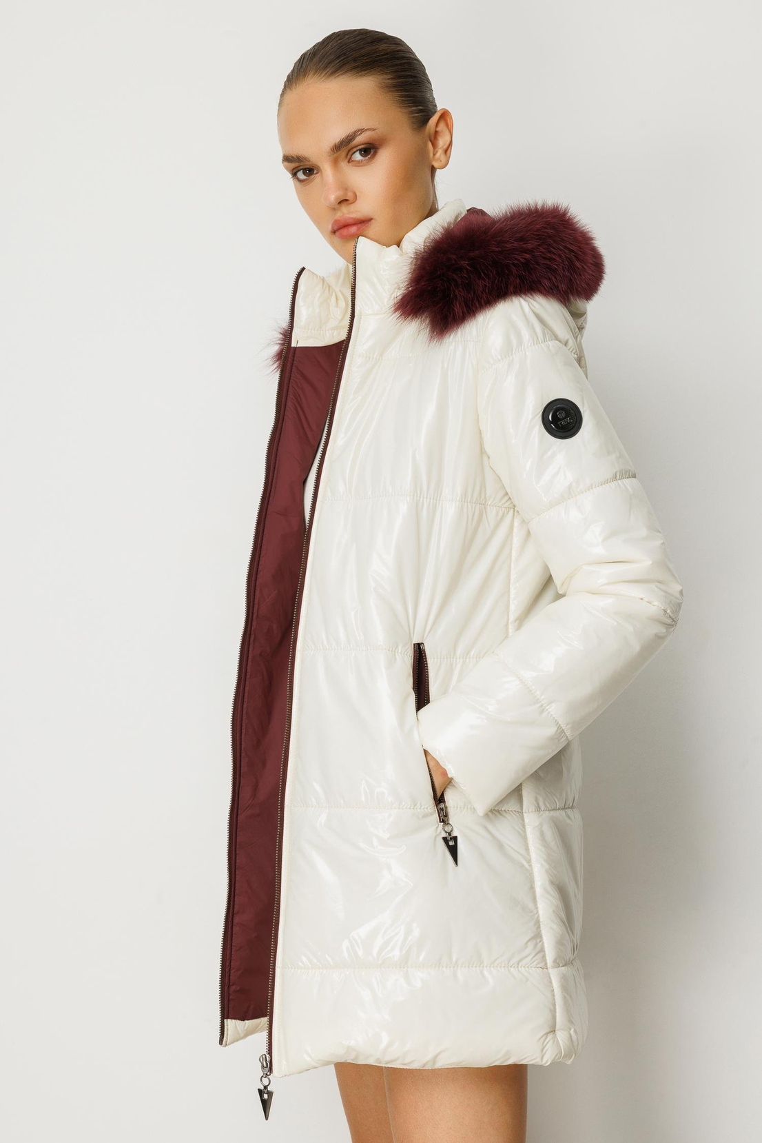 Kapişonlu Kısa Şişme Mont EKRU