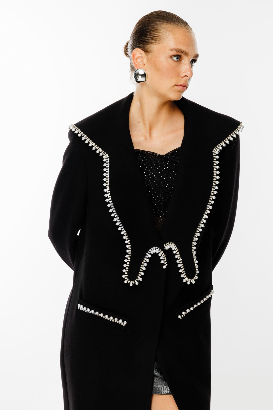 Kaşe Taş Şeritli Kaban SİYAH