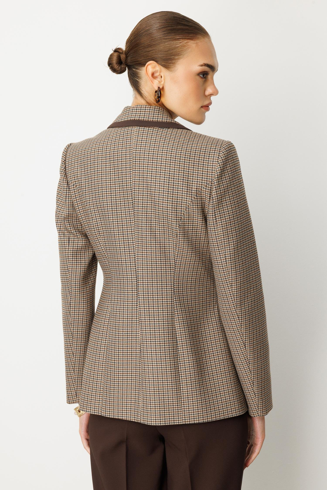 Kazayağı Desen Kruveze Ceket KAHVE