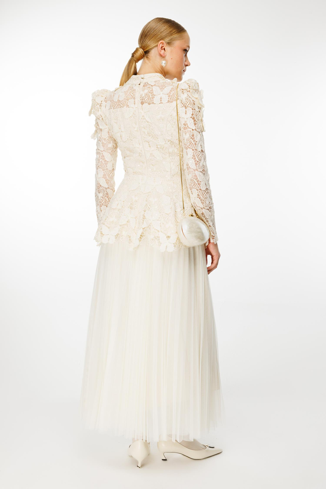 Kelebek Dantel 2'li Takım EKRU