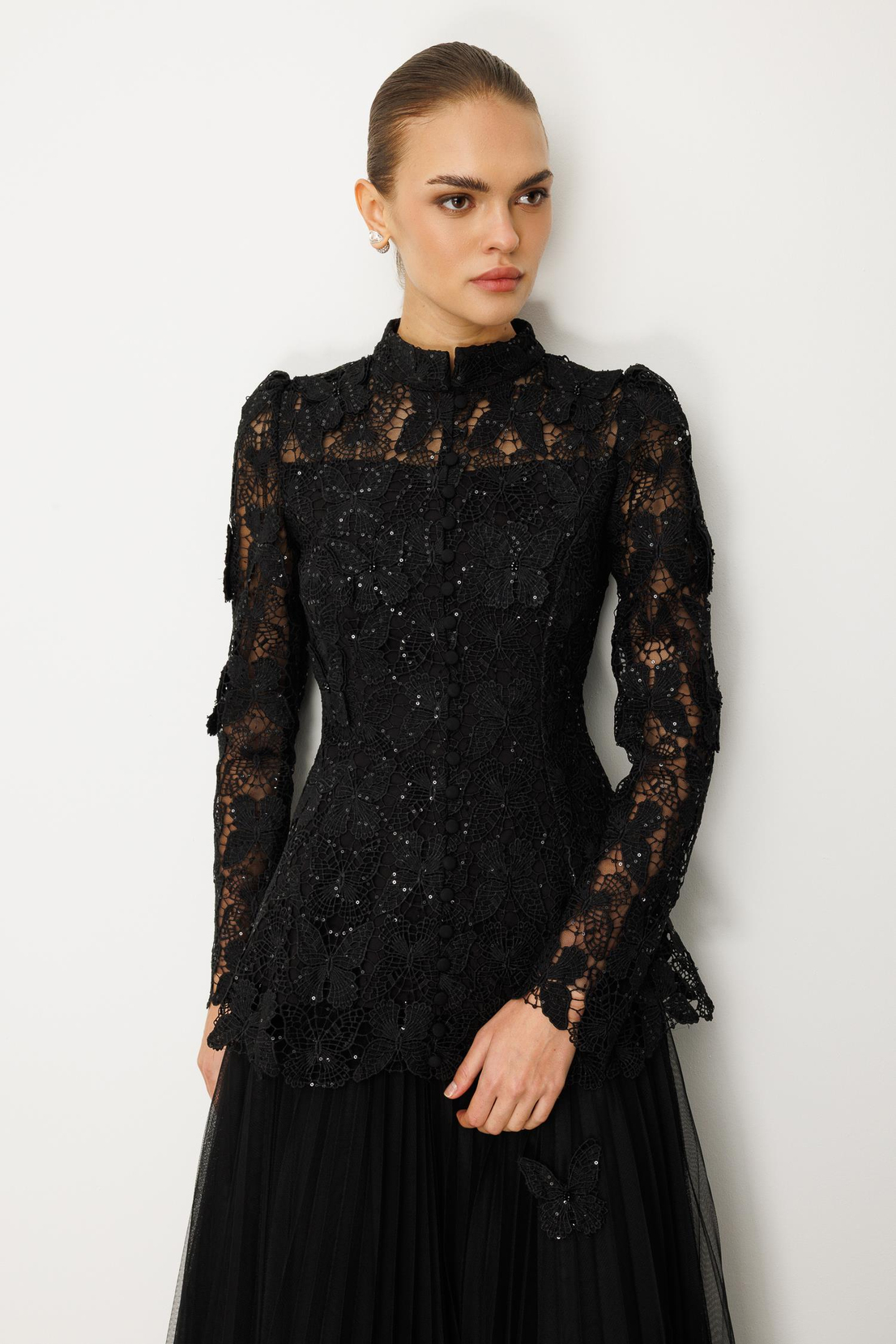 Kelebek Dantel 2'li Takım SİYAH