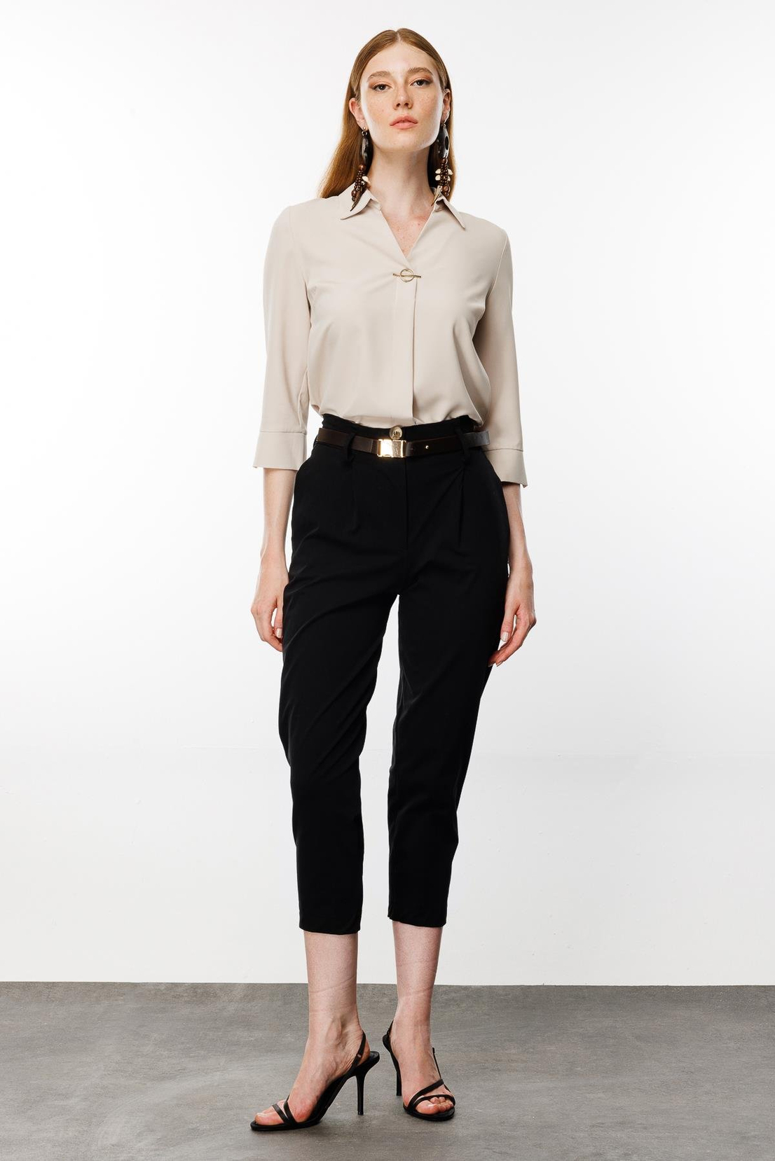 Kemerli Havuç Pantolon SİYAH