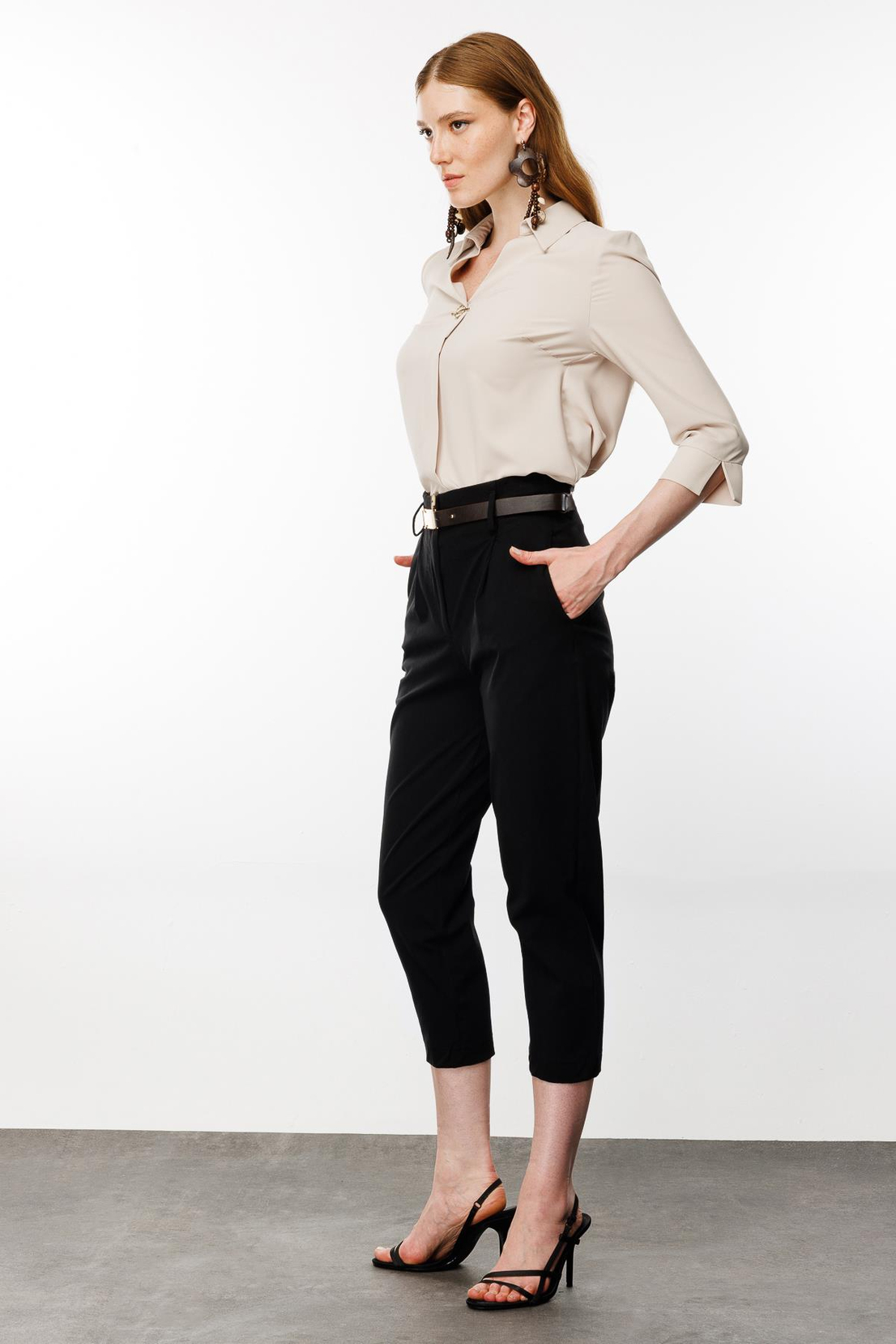 Kemerli Havuç Pantolon SİYAH