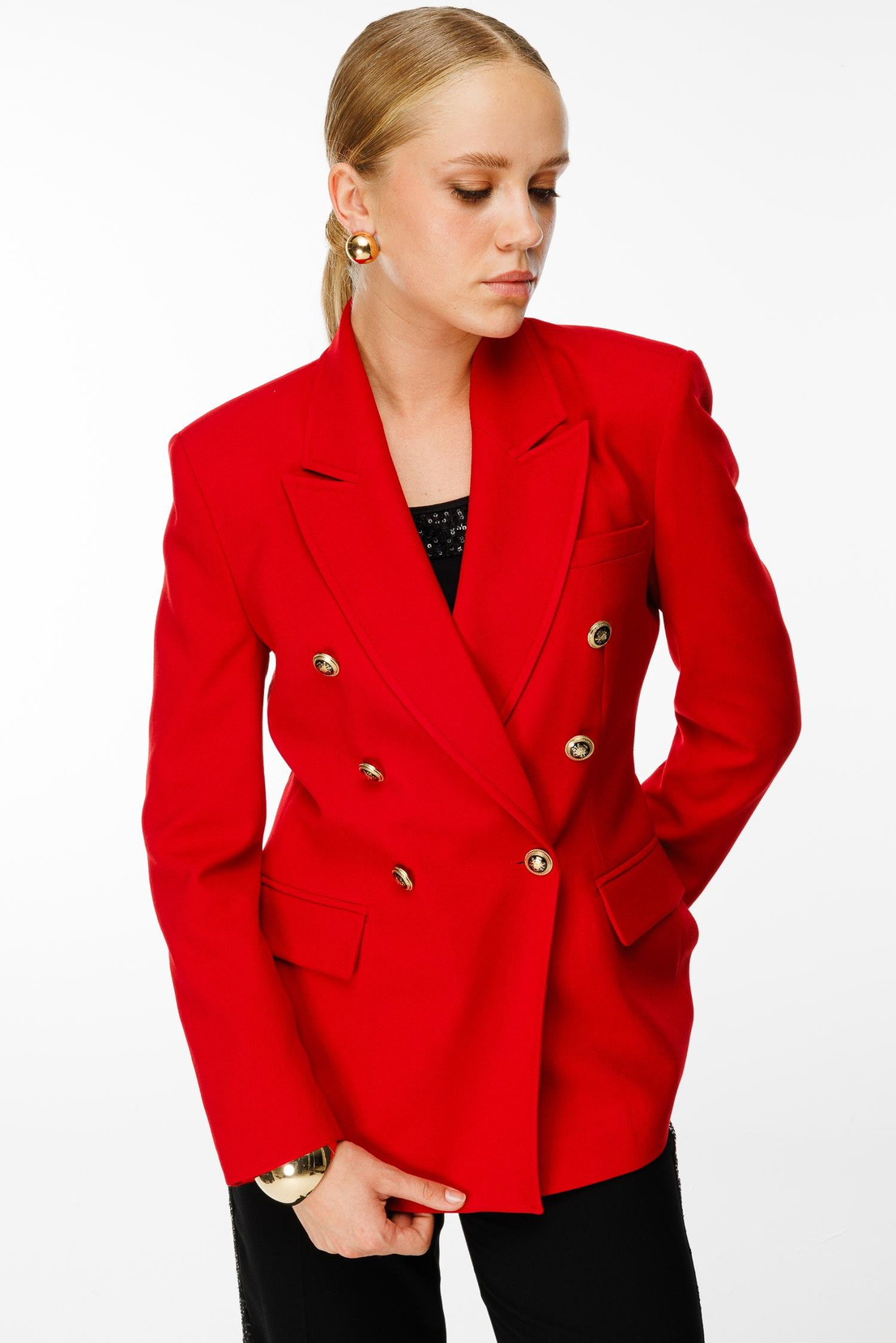 Klasik Blazer Kesim Ceket KIRMIZI