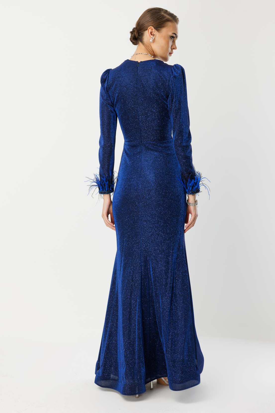 Kol Tüylü Uzun Kol Drape Elbise SAKS