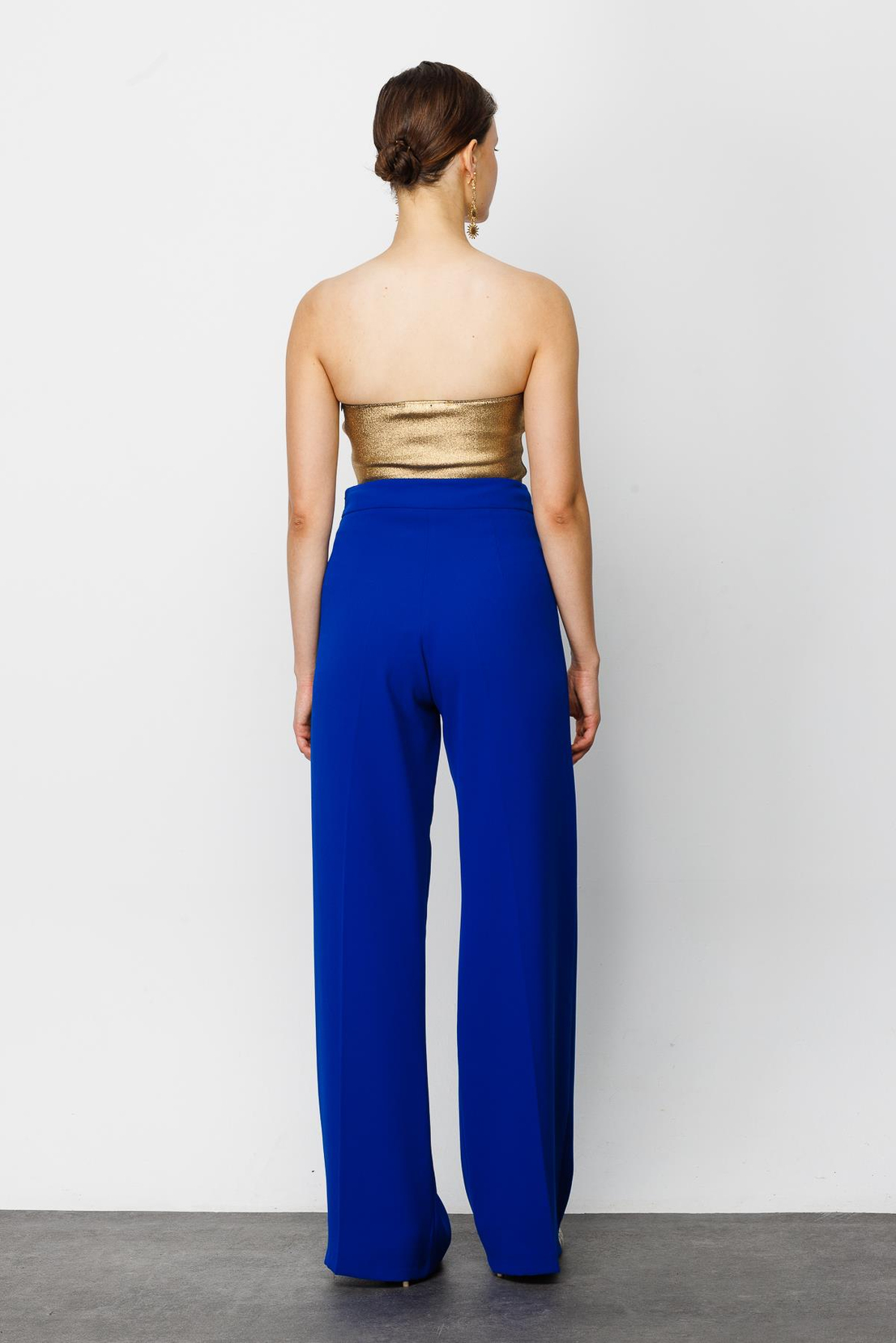 Krep Kumaş Bol Paça Saks  Pantolon