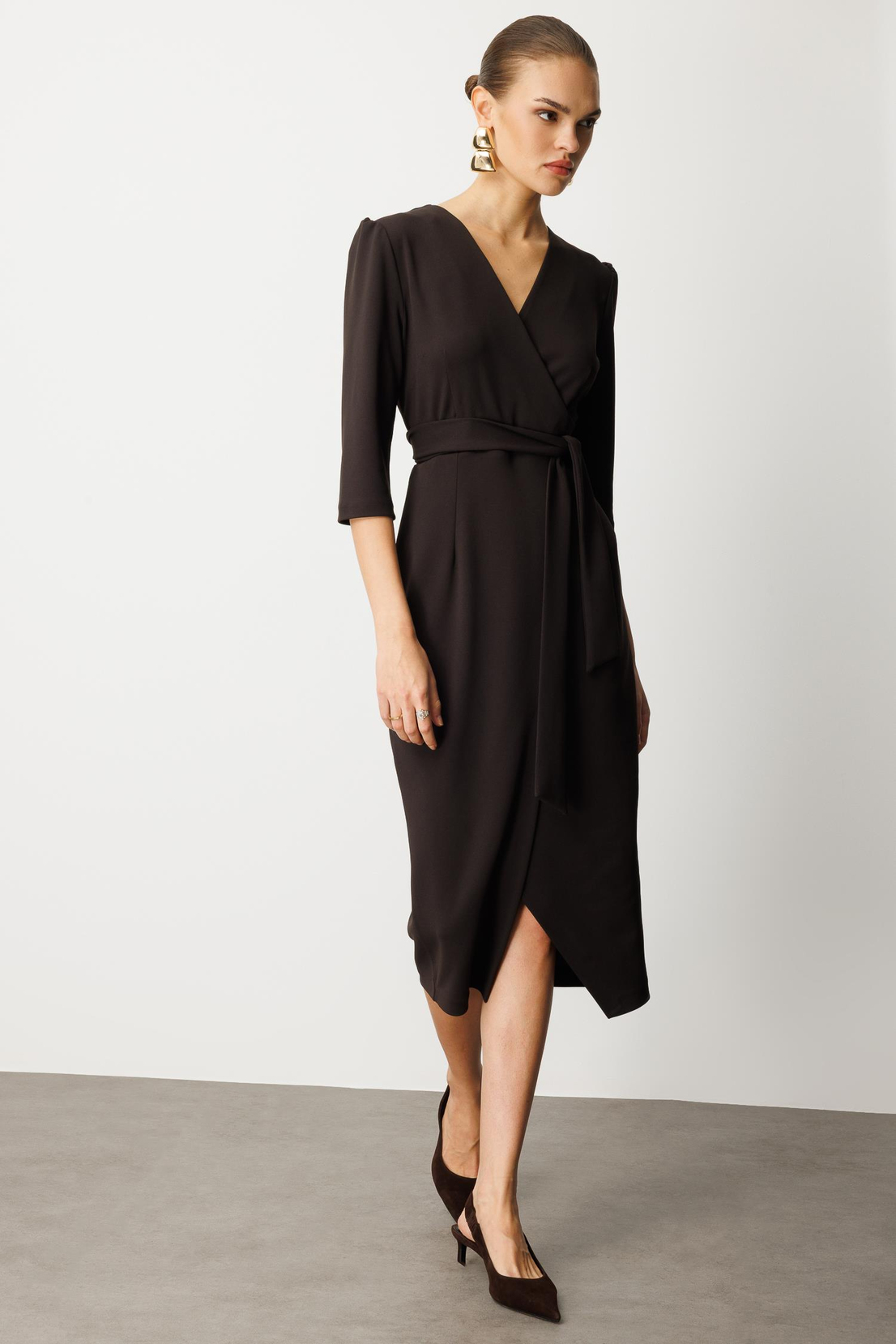 Kruvaze Elbise KAHVE