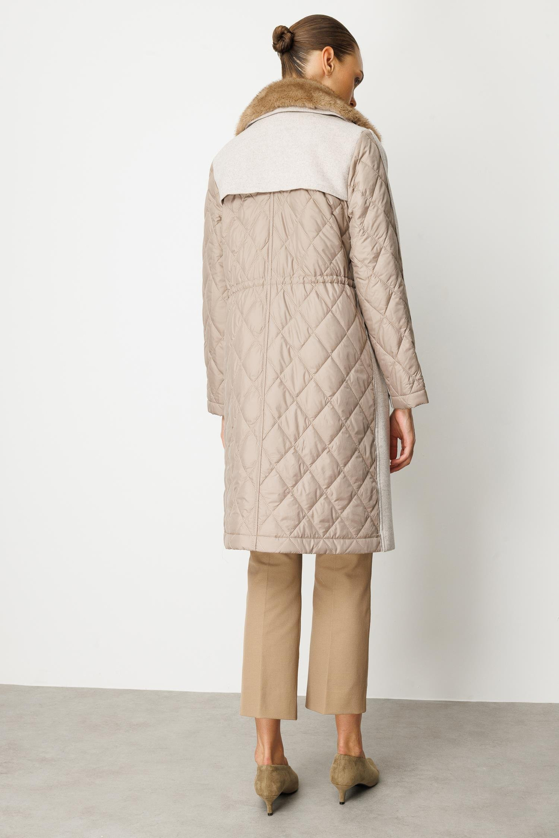 Kürk Yakalı Oversize Mont BEJ