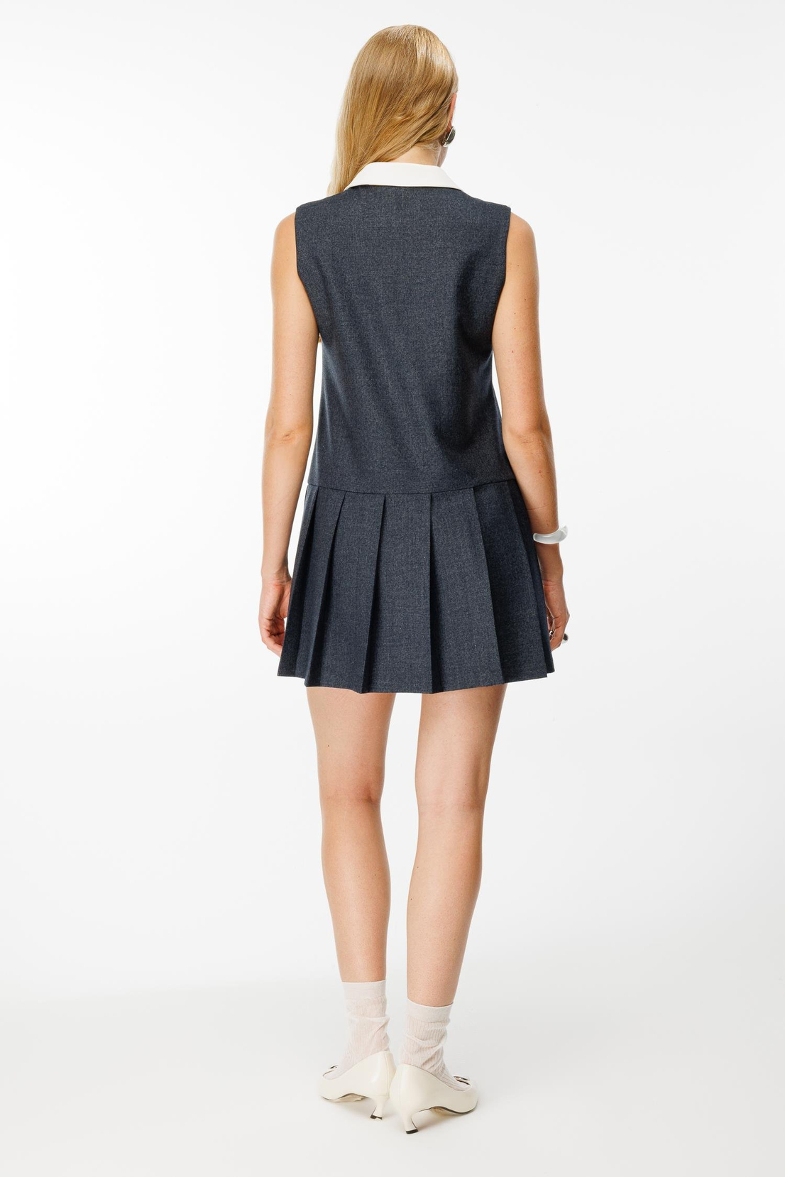 Mini Pileli Elbiseli Ceketli Takım LACİVERT