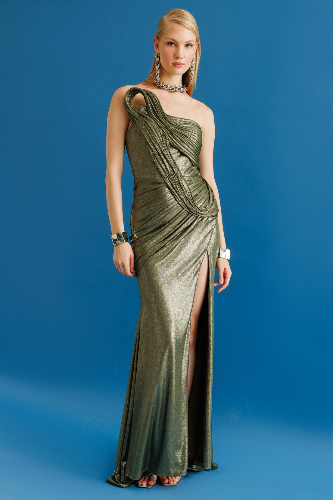 Misinalı Örme Uzun Elbise HAKİ