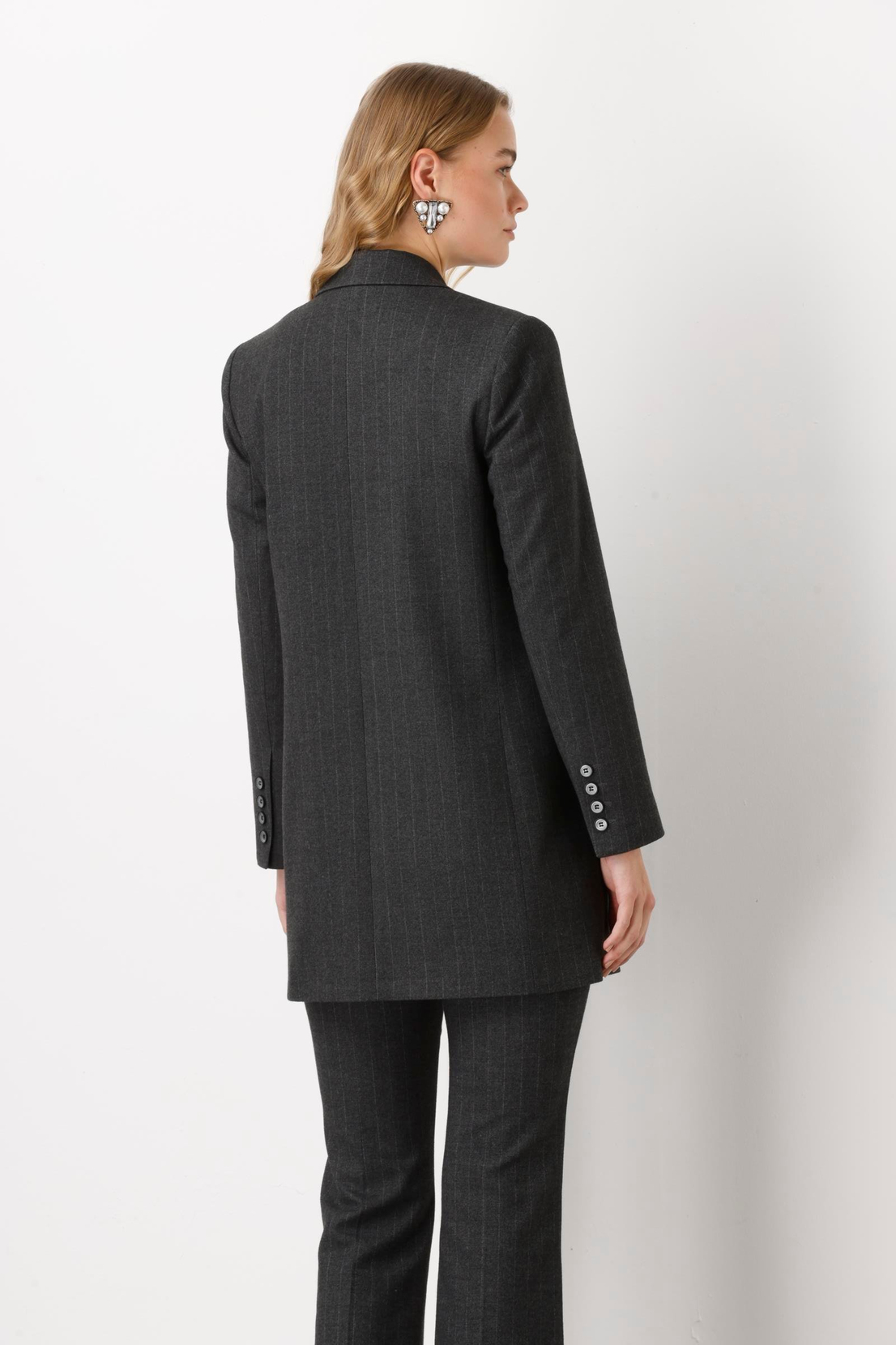 Mono Yaka Rahat Kesim Uzun Ceket GRİ