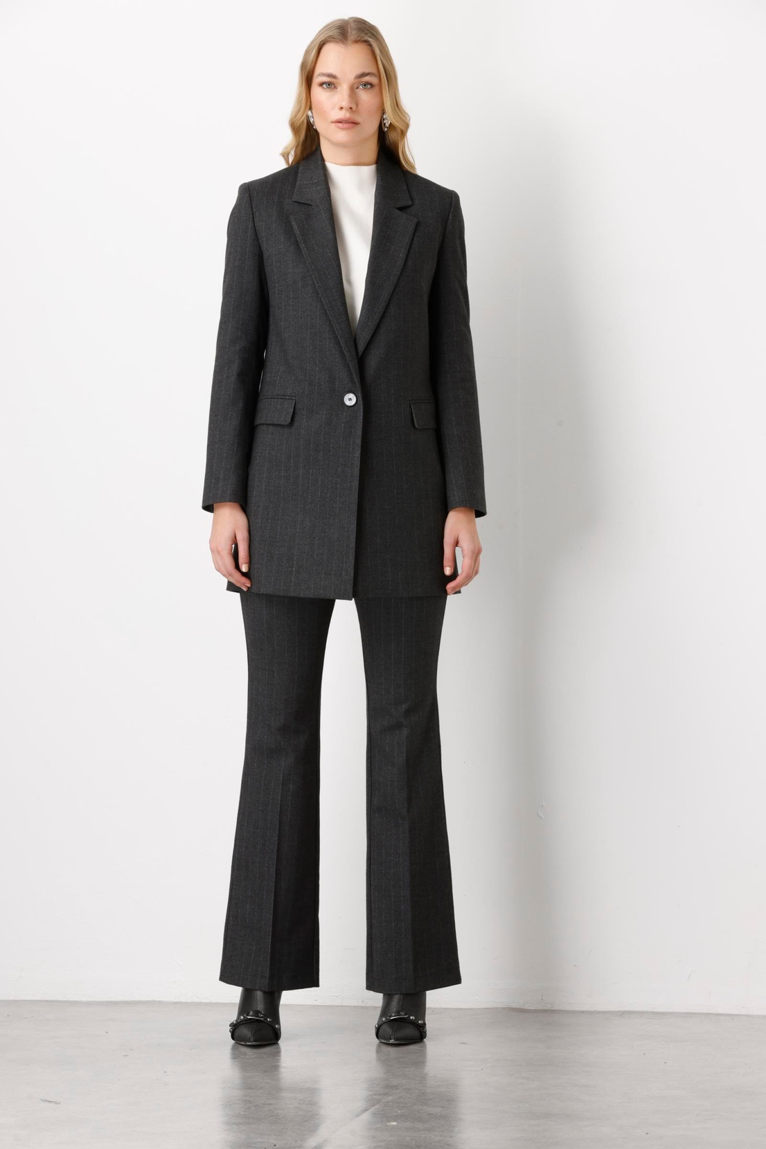 Mono Yaka Rahat Kesim Uzun Ceket GRİ