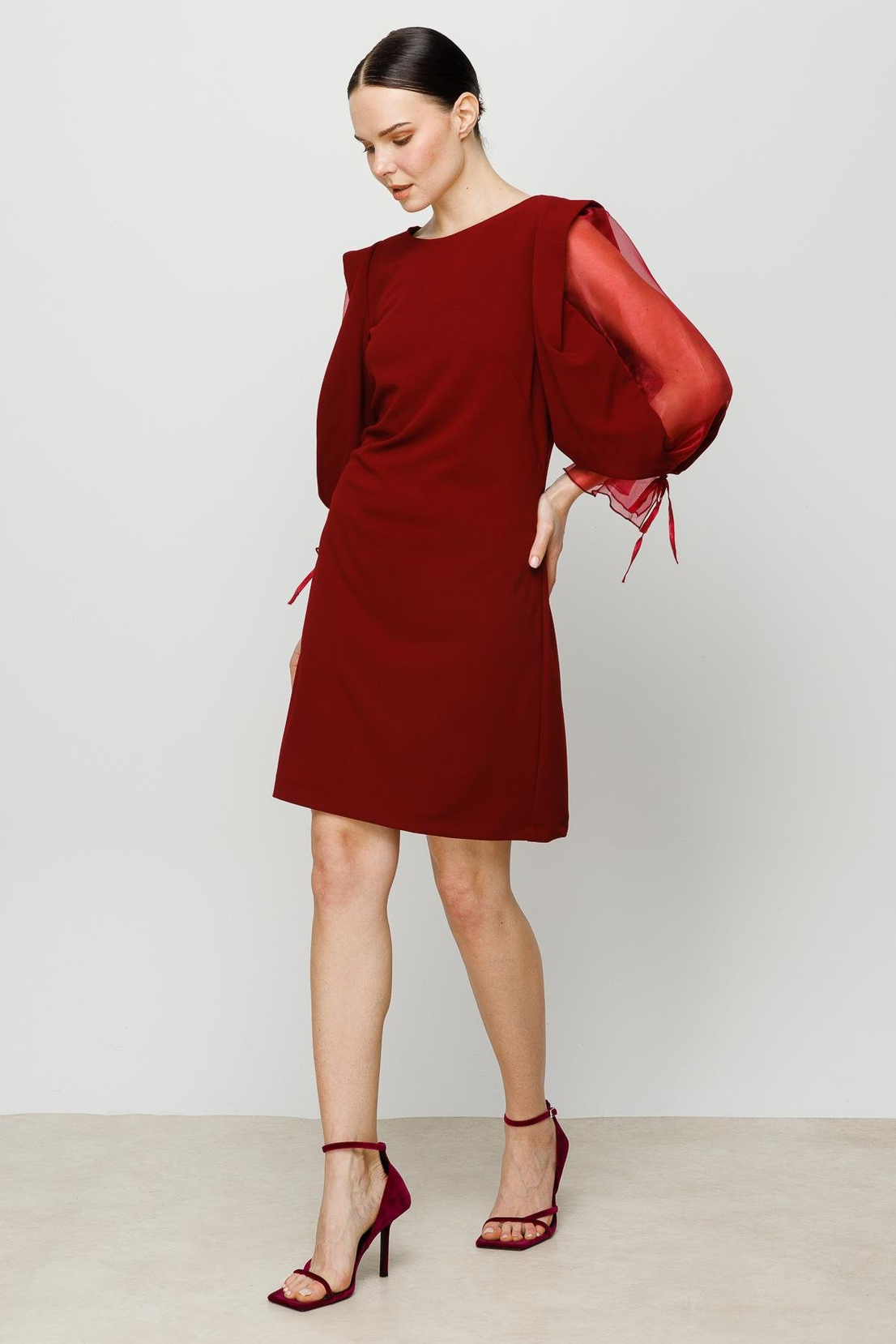 Organze Kol Elbise BORDO