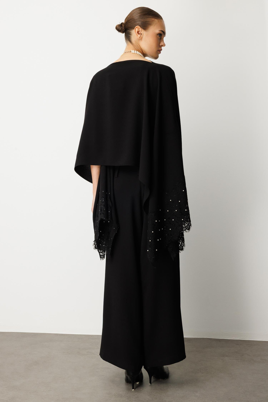 Palazzo Dökümlü Pantolon SİYAH