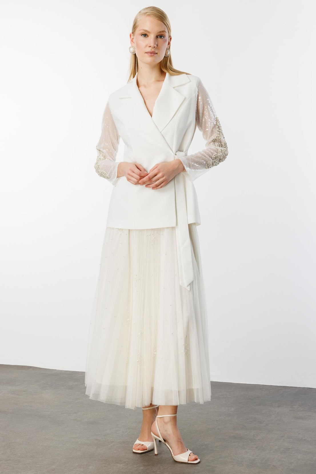 Sequin Detail Jacket WHITE