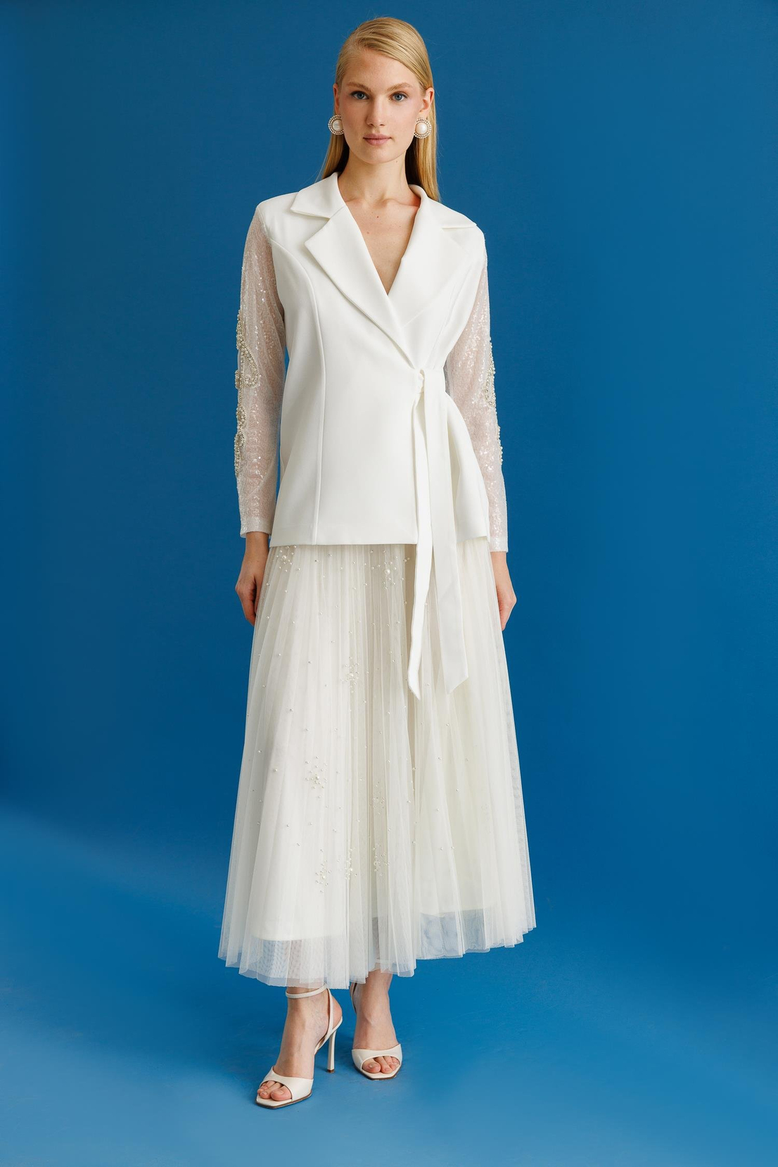 Sequin Detail Jacket WHITE