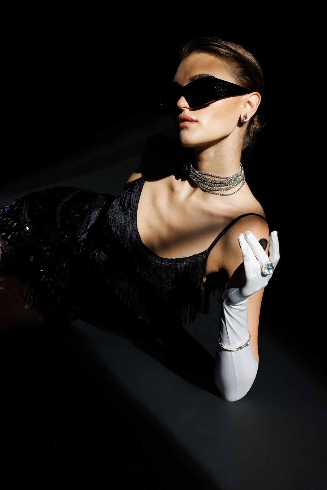 Payet Şerit Mini Elbise SİYAH