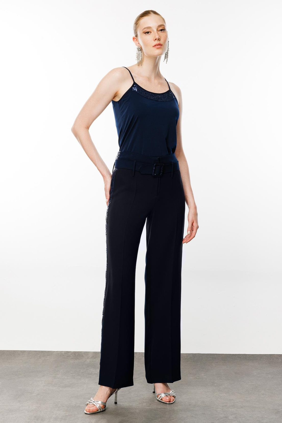 Payet Şeritli 3'lü Takım LACİVERT