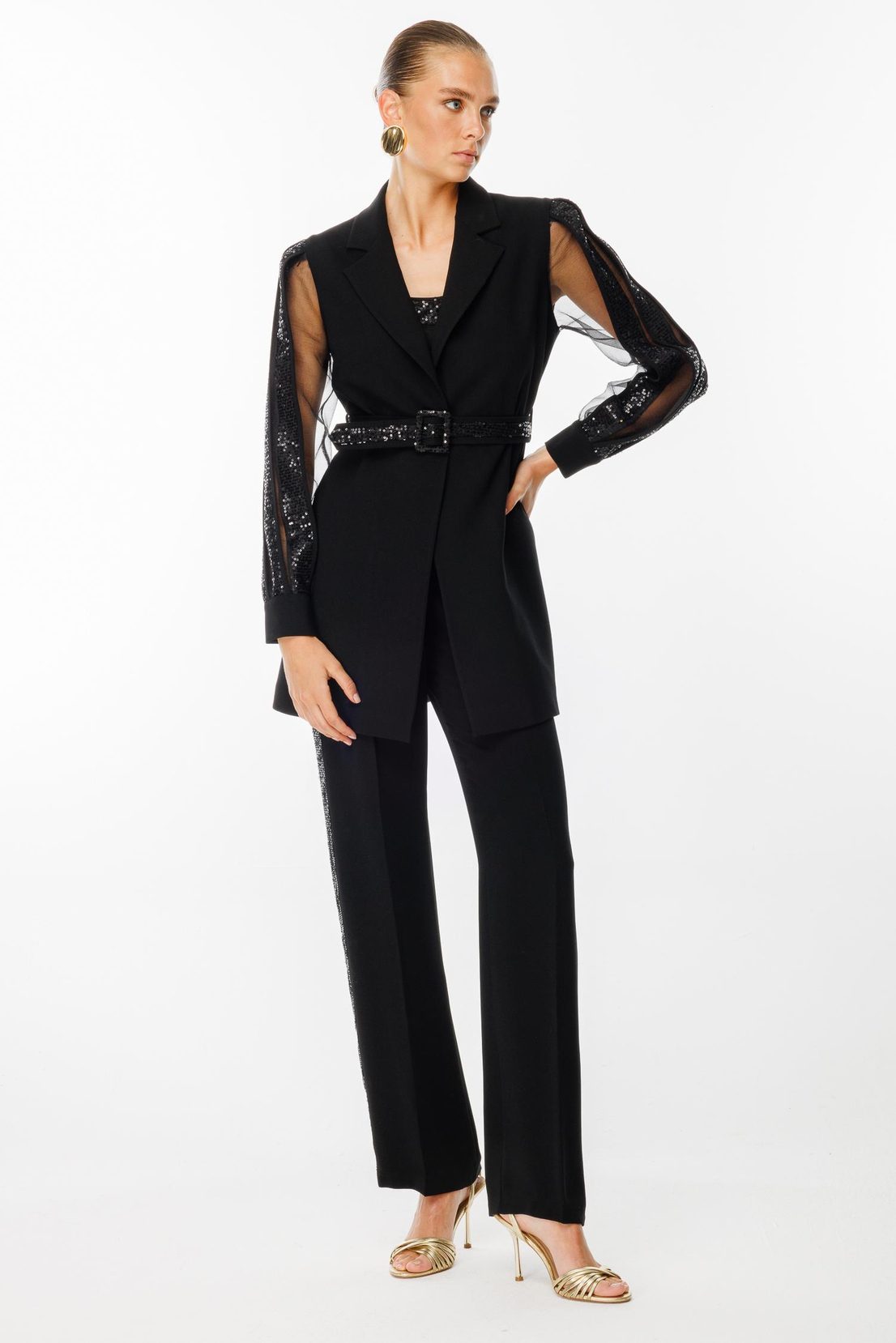 Payet Şeritli 3'lü Takım SİYAH