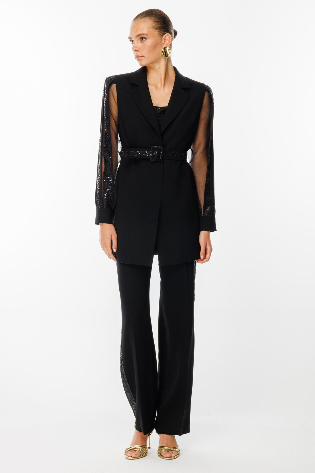 Payet Şeritli 3'lü Takım SİYAH