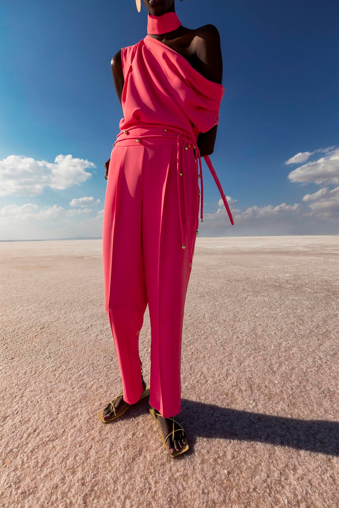 Pembe Pileli Krep Pantolon