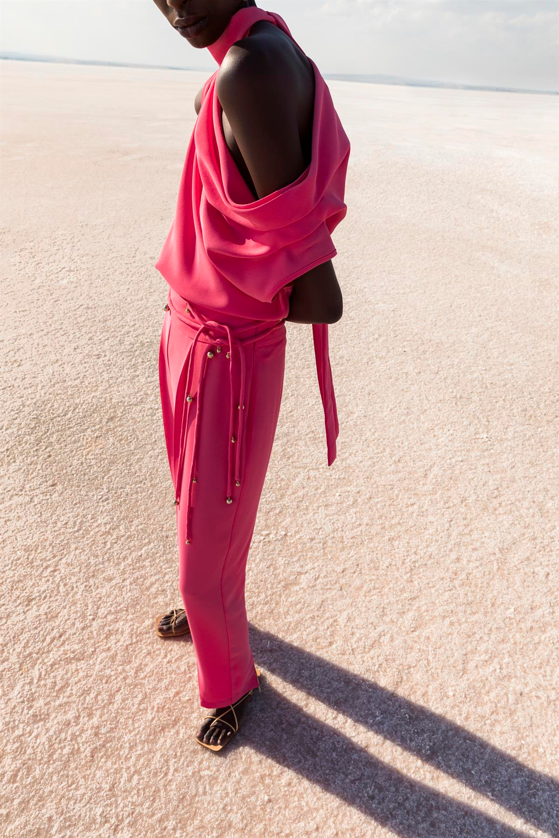 Pembe Pileli Krep Pantolon
