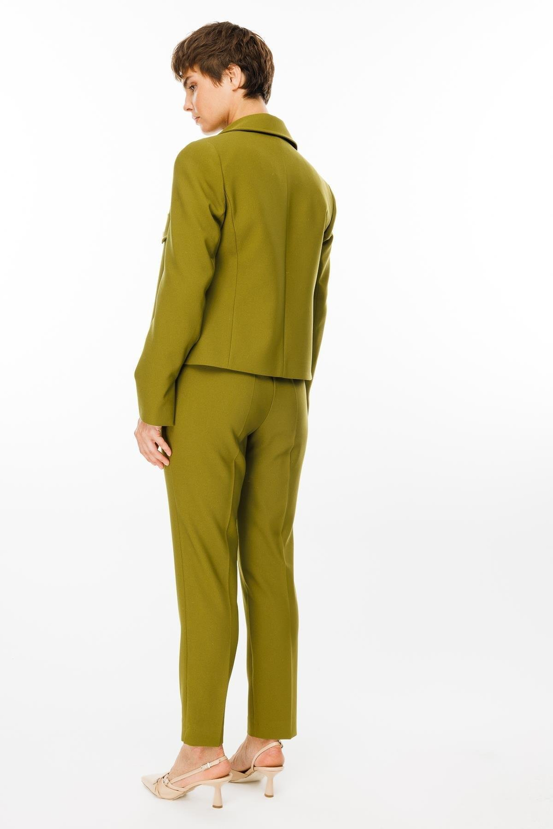 Pens ve Kapak Detaylı Kısa Ceket OLİVE