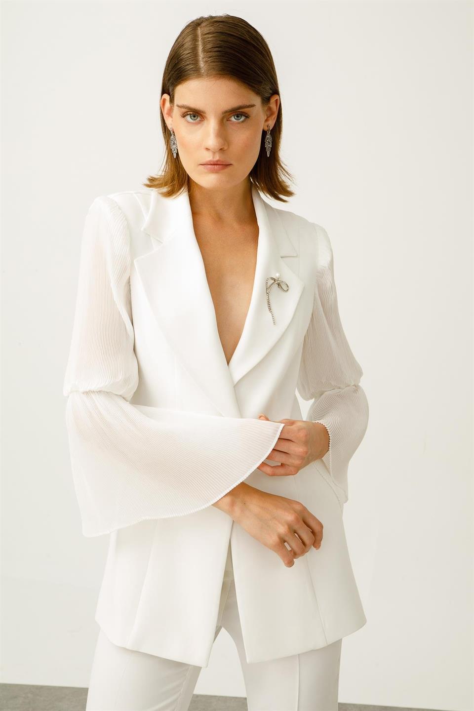 Pilise Detay Ceket EKRU