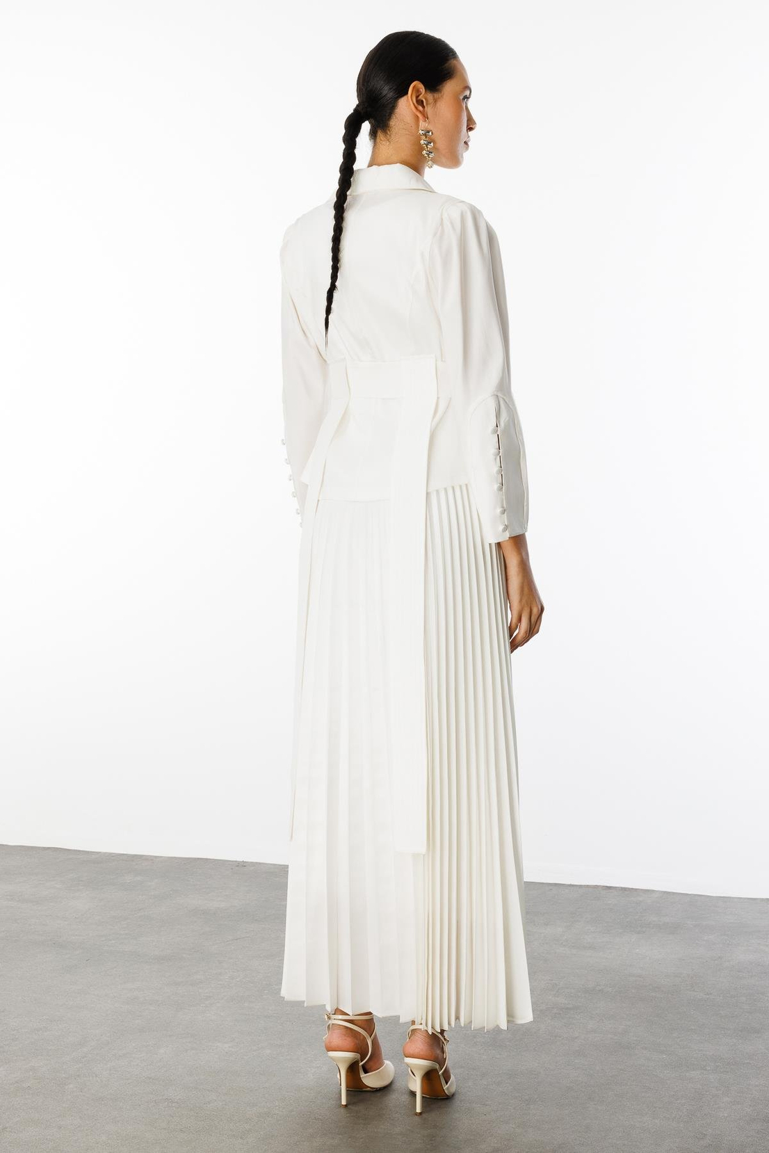 Pilise Etekli Elbise & Ceket İkili Takım BEYAZ