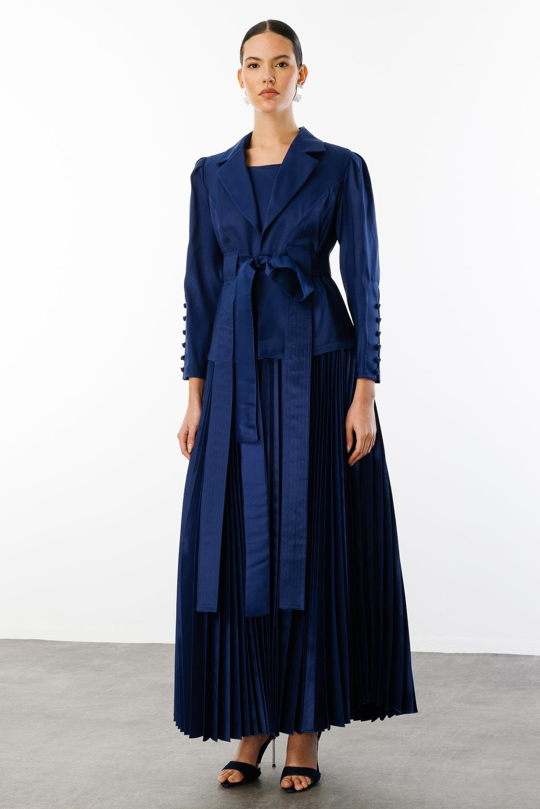 Pilise Etekli Elbise & Ceket İkili Takım LACİVERT