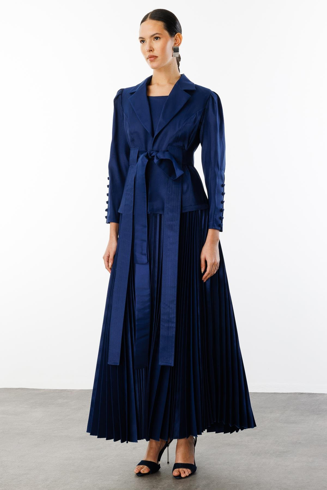 Pilise Etekli Elbise & Ceket İkili Takım LACİVERT