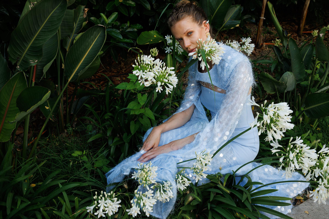 Şal Kol Payetli Pullu Üstü Krep Çıkarılabilir Pelerin Uzun Elbise AÇIK MAVİ