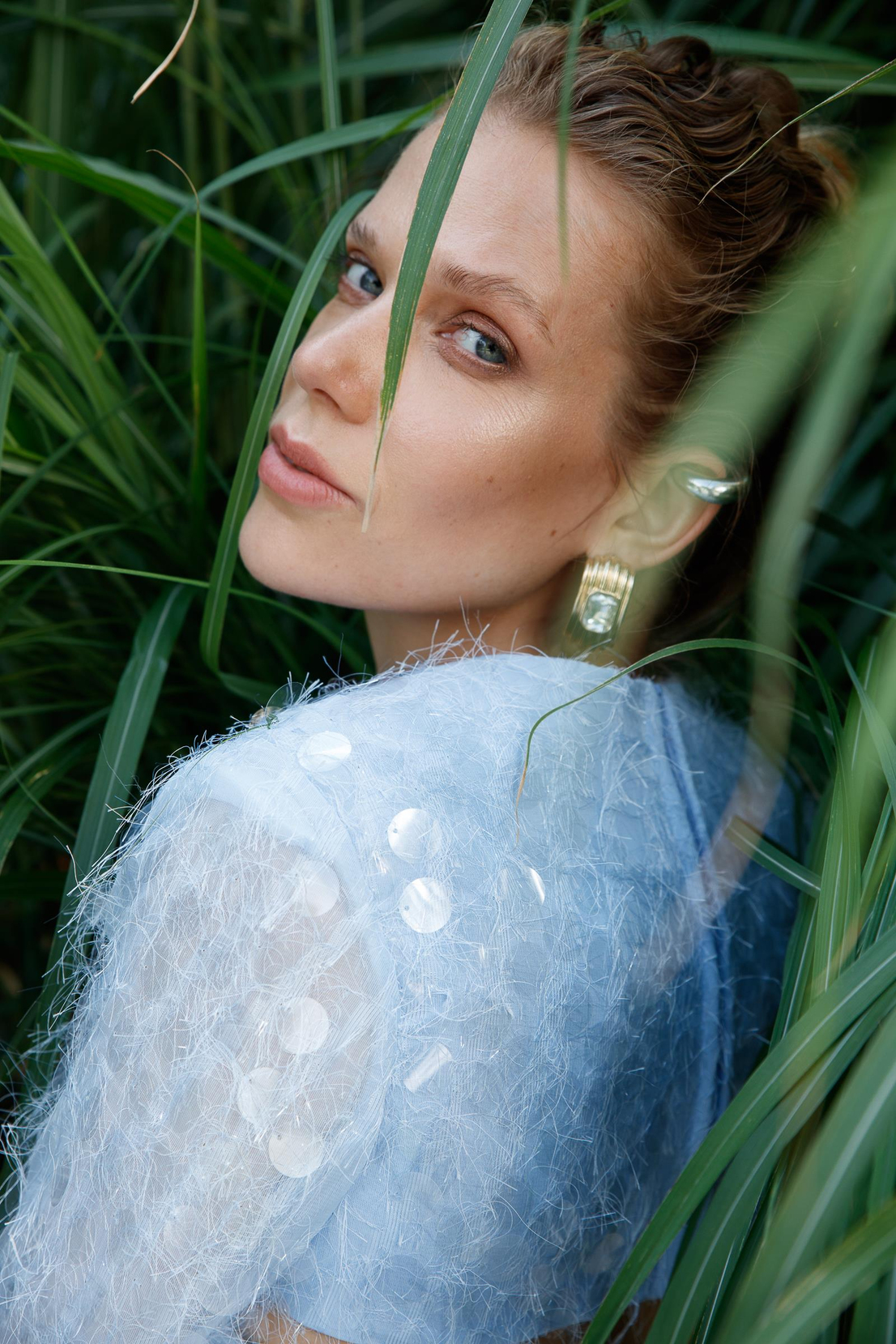 Şal Kol Payetli Pullu Üstü Krep Çıkarılabilir Pelerin Uzun Elbise AÇIK MAVİ