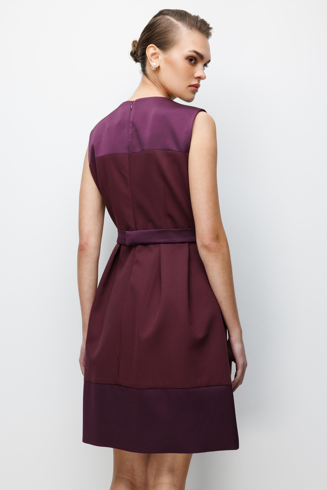 Saten Fiyonklu Düşes Elbise MÜRDÜM