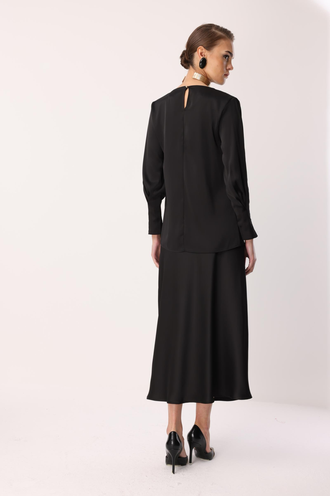 Saten Verev Etek SİYAH