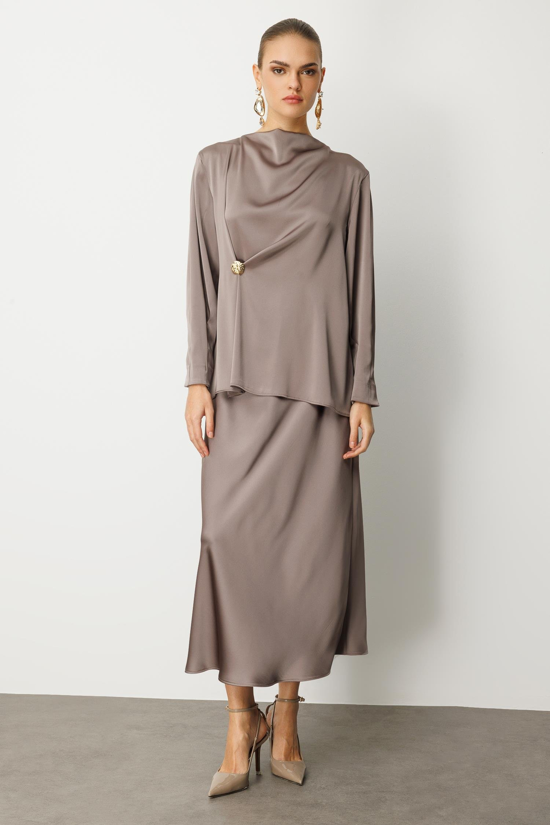 Saten Verev Etek VİZON