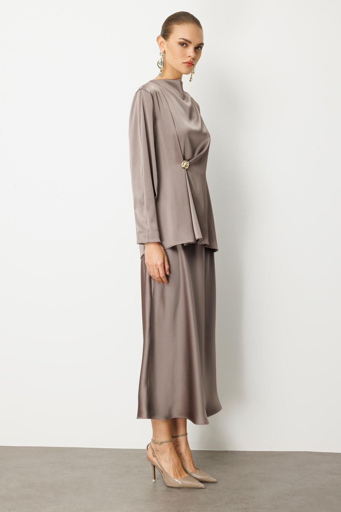 Saten Verev Etek VİZON