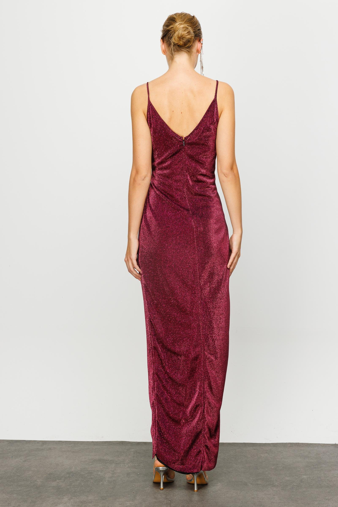 Simli Gece Elbise BORDO