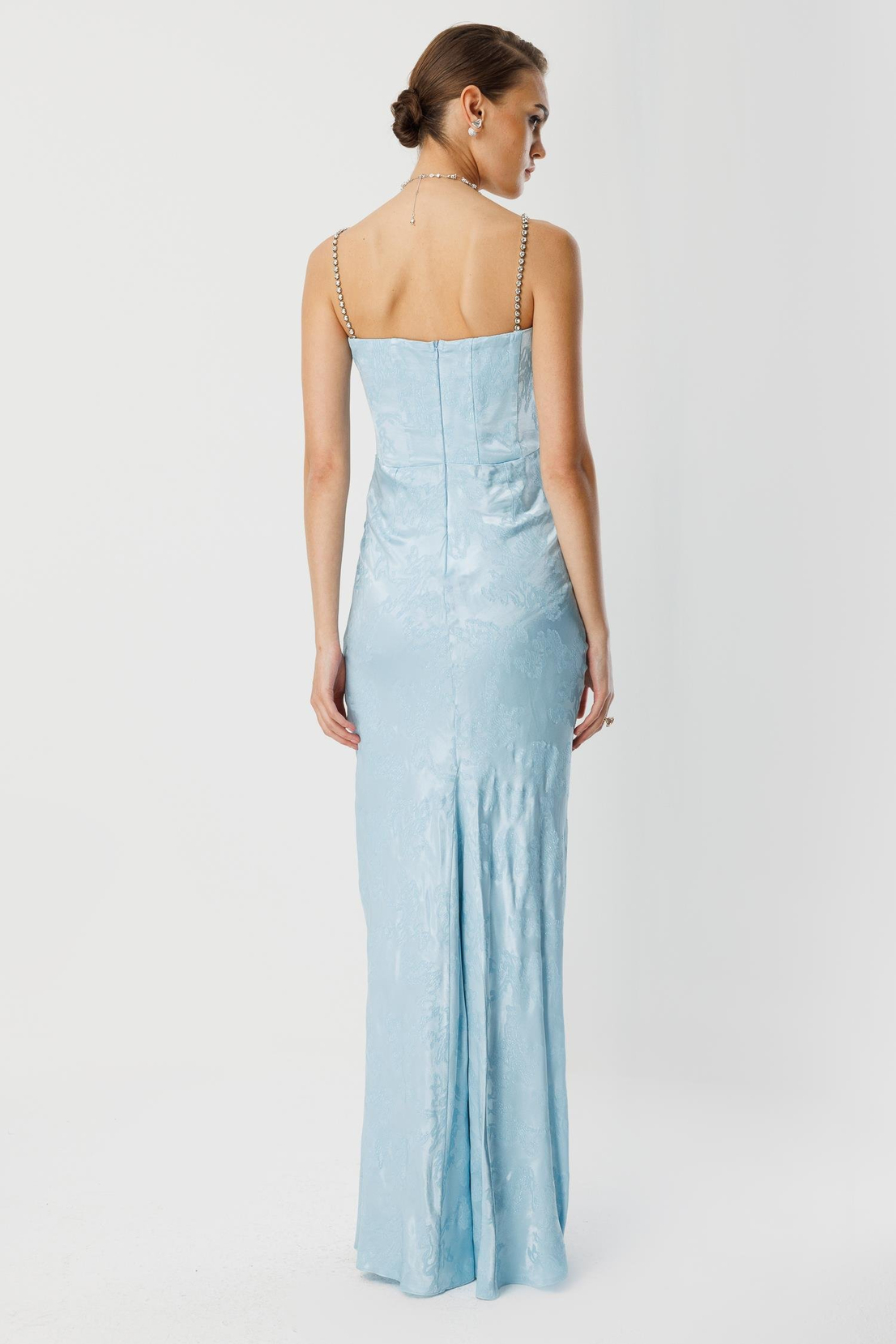 Straplez Jakar Elbise MAVİ