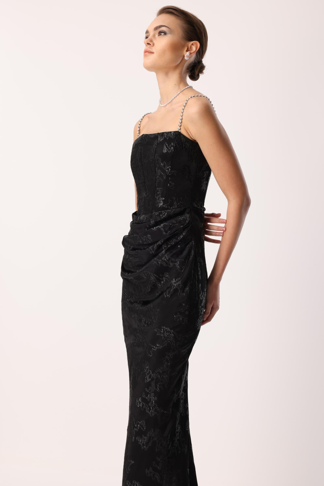 Straplez Jakar Elbise SİYAH