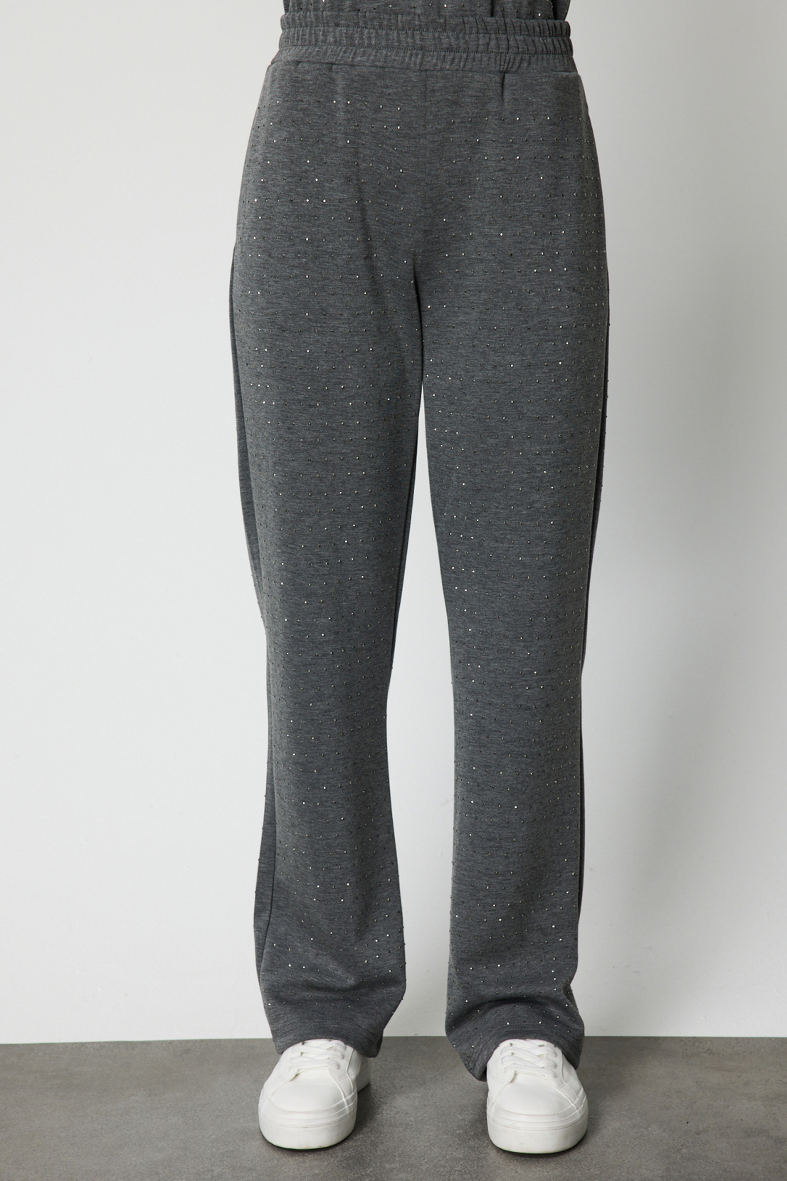 Tamamı Taşlı Bol Paça Eşofman Alt ANTRASİT