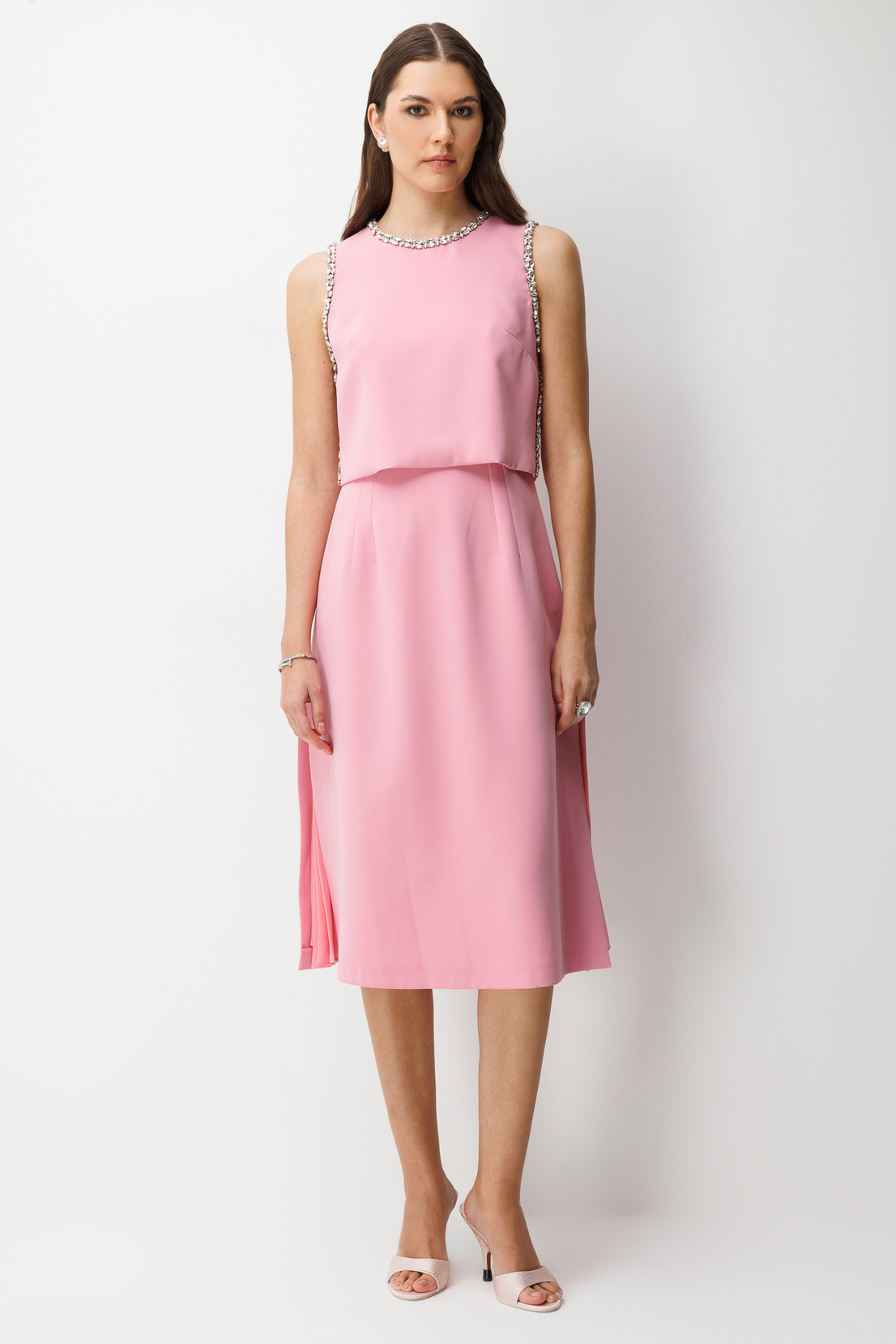 Taş İşlemeli Yelek & Elbise 2'li Takım PUDRA